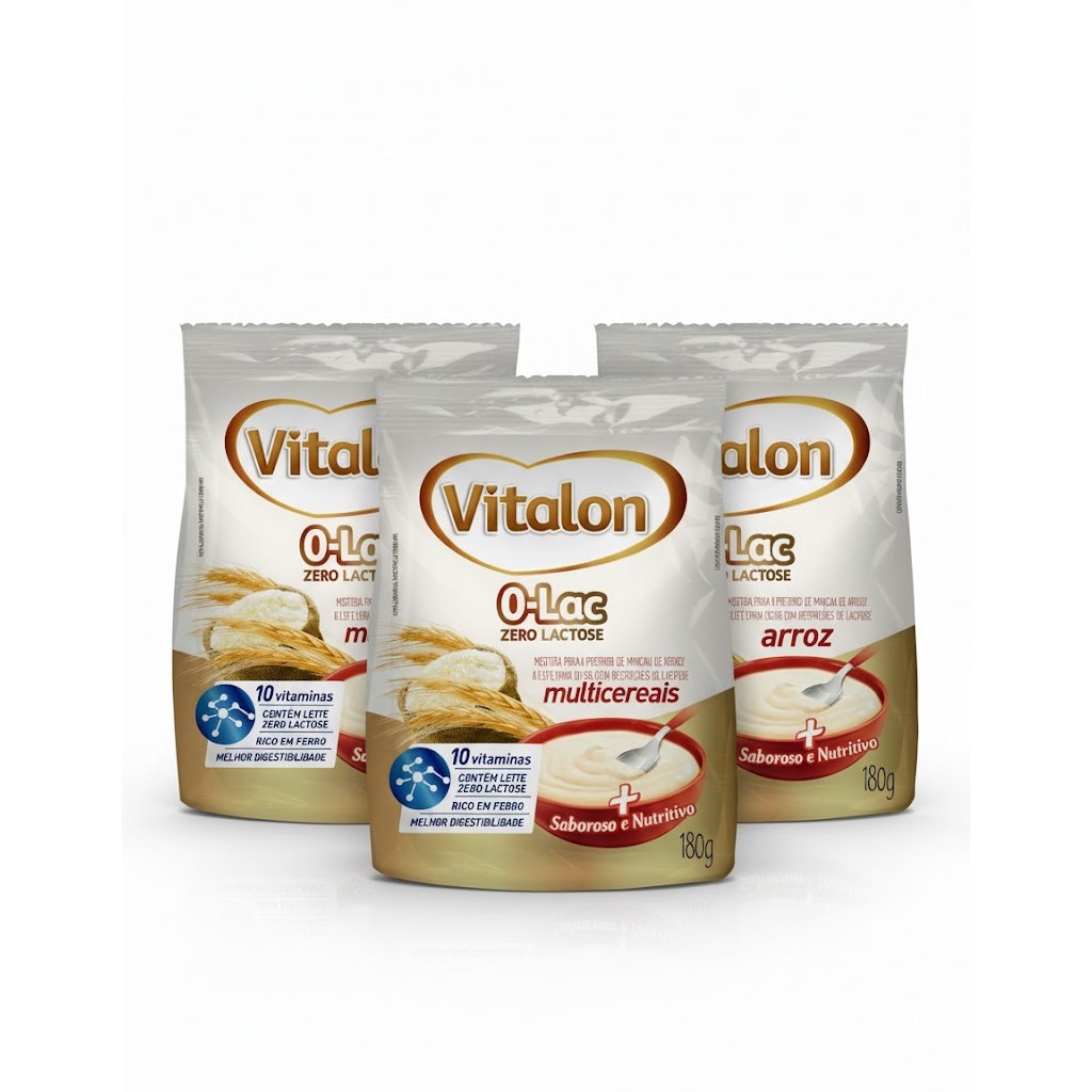 Kit 3 Mingaus Multicereais Zero Lactose Vitalon - Sachê 180g cada em Oferta na Shopee