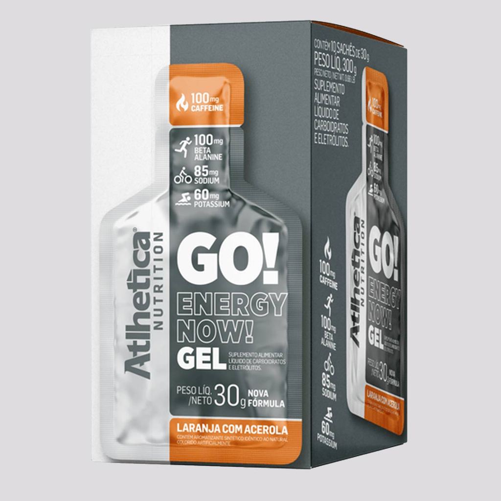 Gel Carbo Go! Energy Now Atlhetica - 10 Sachês de 30g