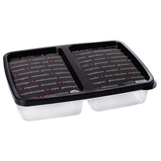 Pote Porta Frios 2 Divisórias Presunto Queijo Preto Palavras Plasútil em Oferta na Shopee