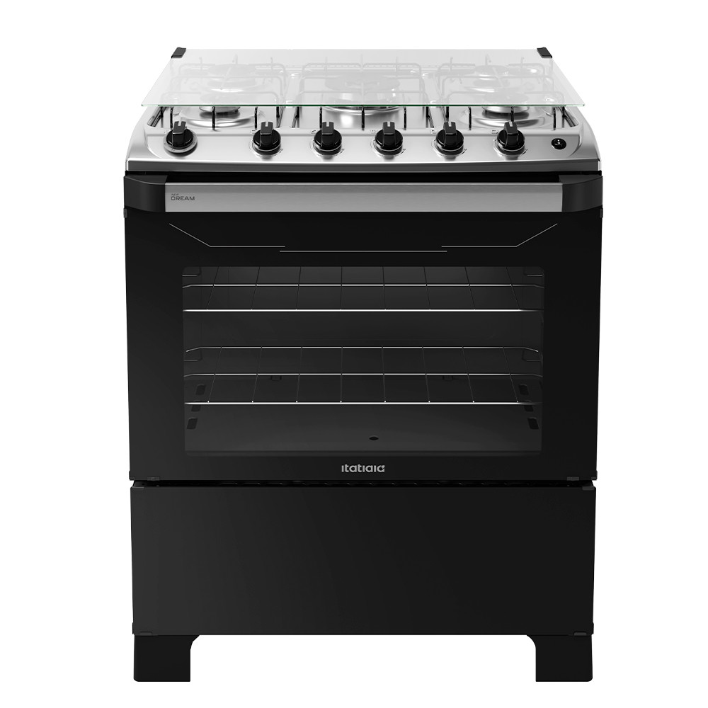Fogão 5 Bocas a Gás Itatiaia New Dream com Tripla Chama e Acendimento Automático Preto Bivolt