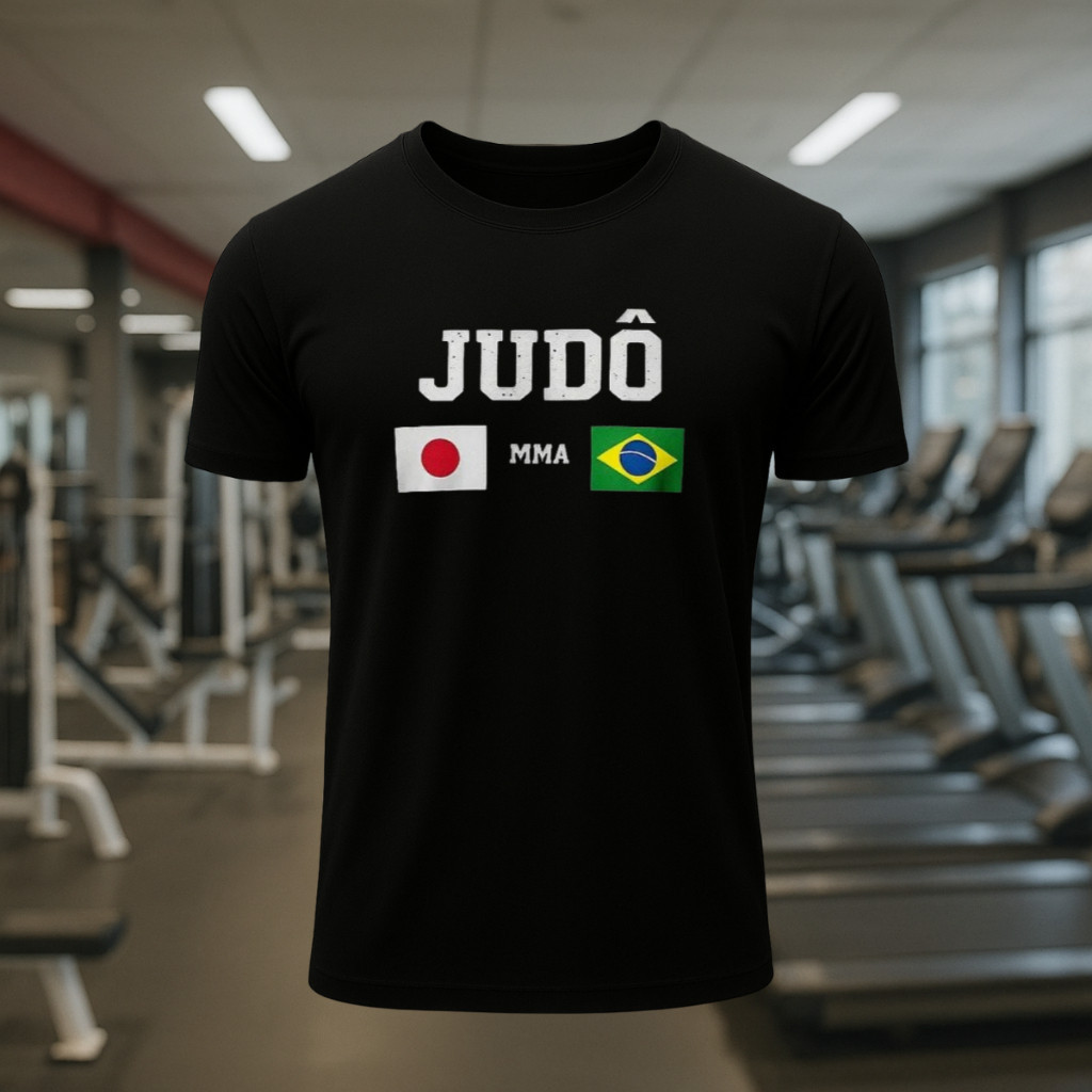 Camiseta Masculina  Academia 100% Algodão Estampa Judo  -Camisa confortável Para treino