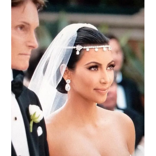 Tiara Testeira Headband Noiva Strass Prata Kim Kardashian