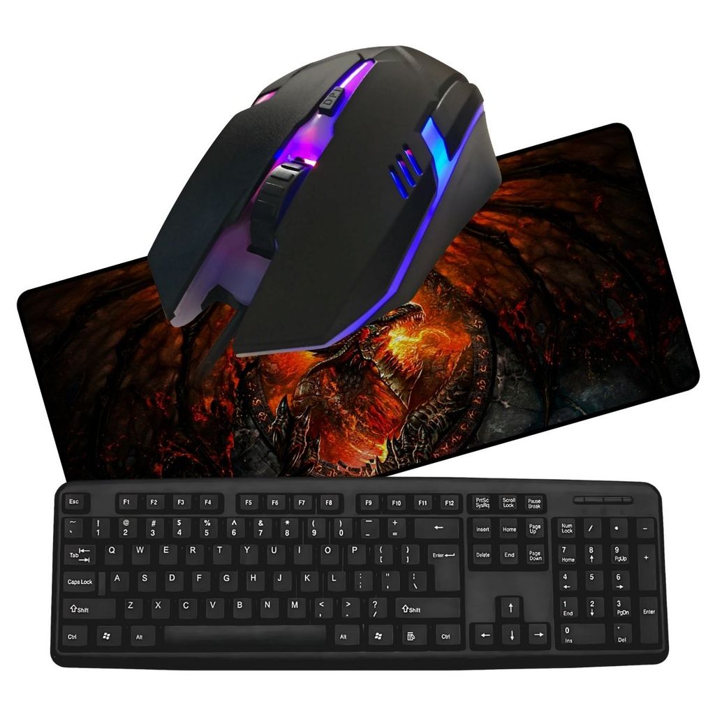 Kit 3x1 Teclado Mouse 2400 DPI Mouse Pad XLL Gamer