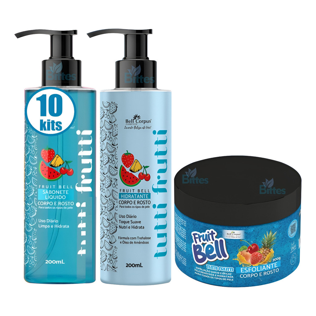 10 Kit Corpo Fruittutti Frutti Bell Corpus 3 Itens Atacado