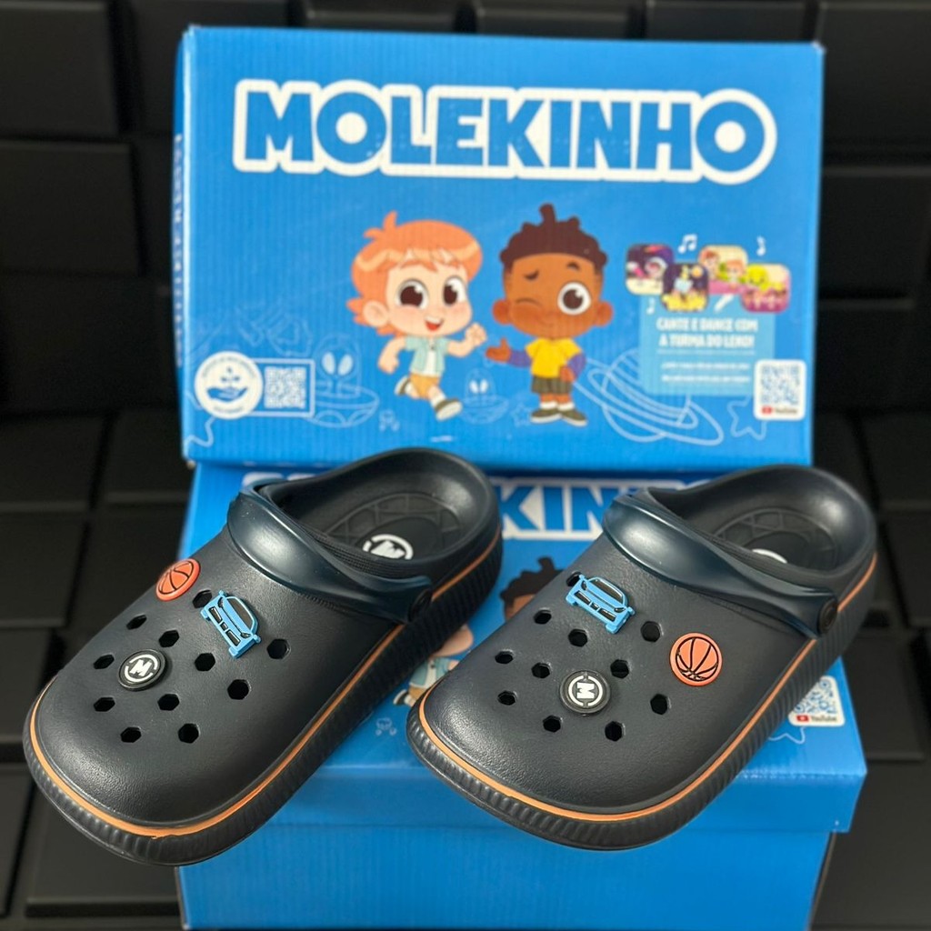 Sandália Infantil Menino Calçados Molekinho Clog Babuche EVA Tira PVC Papete Leve Confortável Original