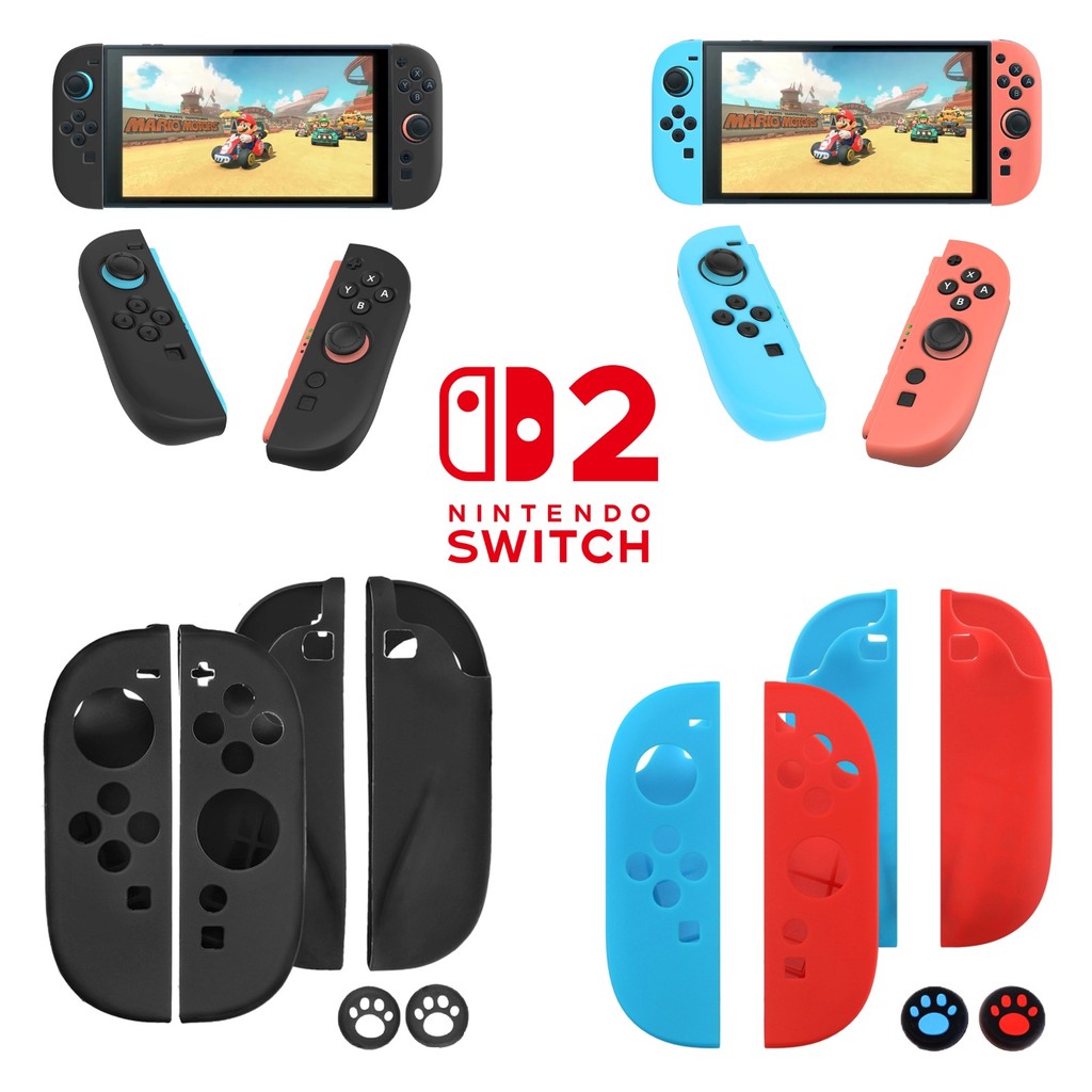 Capa Protetora Silicone Premium Para Controle Nintendo Switch 2 Joy-Con + Par Grips Patinhas