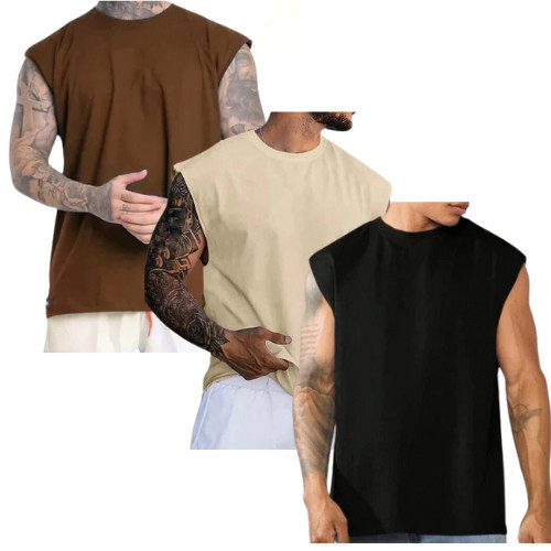 Kit 3 Camiseta Regata Machão Oversized Masculina Academia Reveillon Streetwear Treino Lisa Longline
