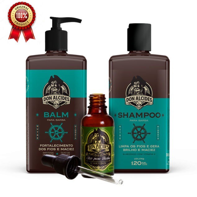 KIT SHAMPOO + BALM + ÓLEO PARA BARBA DON ALCIDES CALICO JACK
