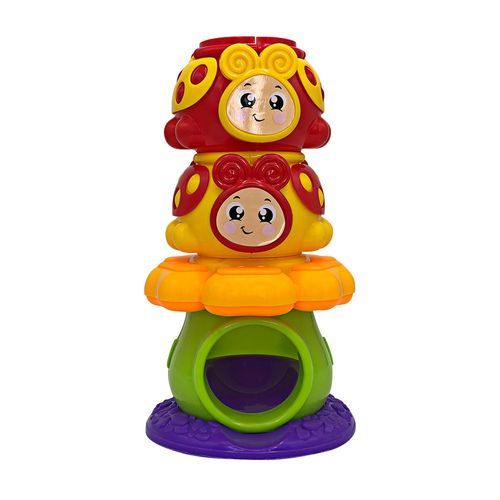 Torre Joaninha Brinquedo Infantil Bolinha Chocalho Estimulo Sensorial Educativo