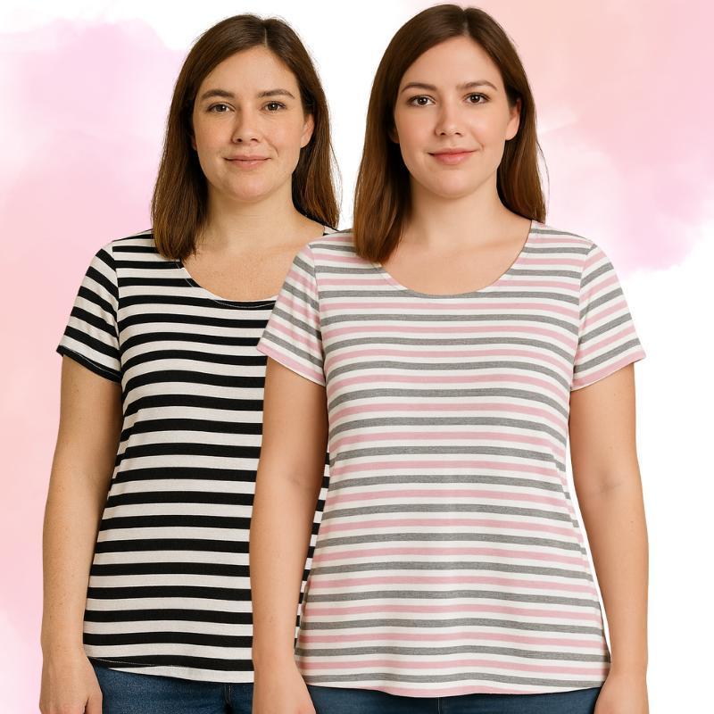 Blusa Camiseta Listrada Moda Verão 2025 Malha - M|G|GG |1416| Pronta Entrega em Oferta na Shopee