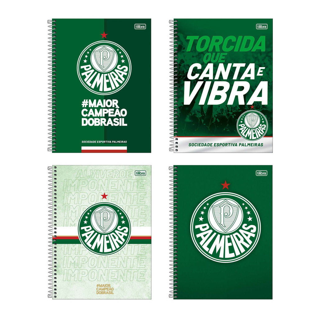 Caderno espiral capa dura universitário 10x1 160 folhas Palmeiras Tilibra