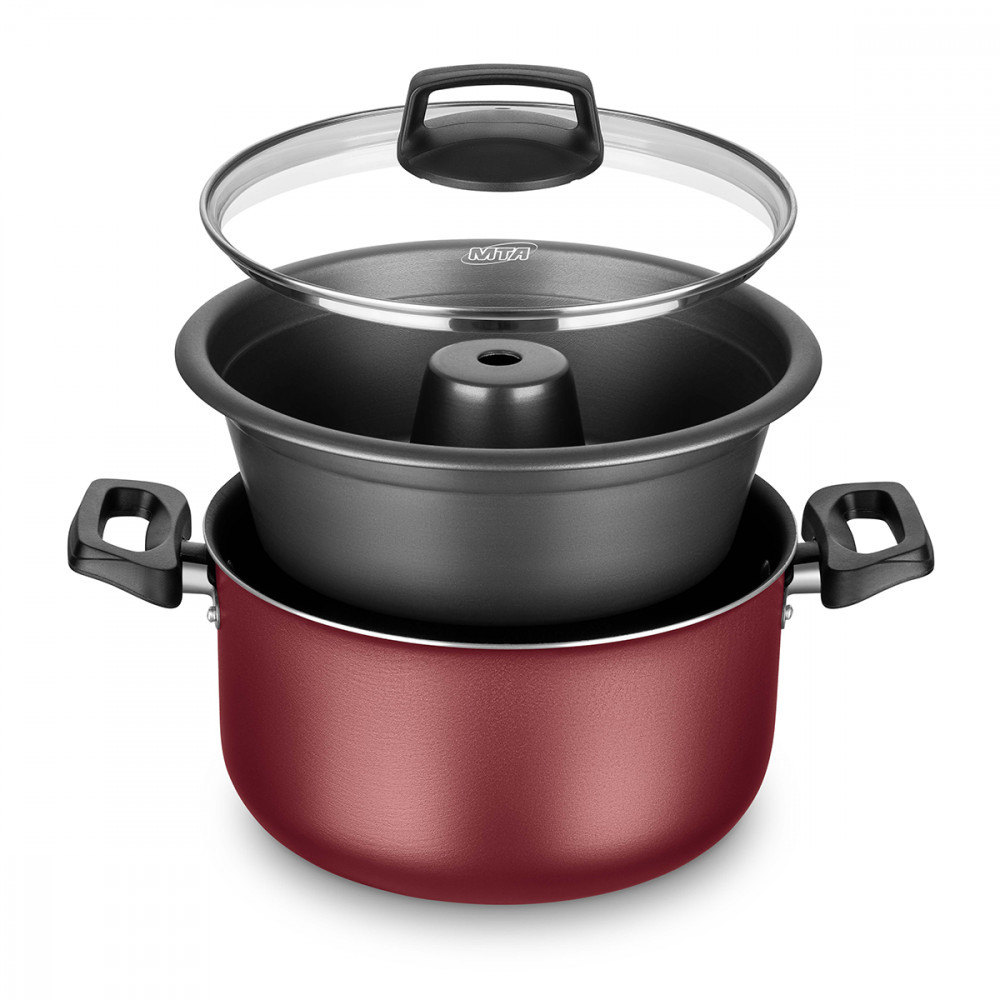 Conjunto Forma de Pudim Banho Maria MTA Cristal 20cm Cereja - 8923 em Oferta na Shopee