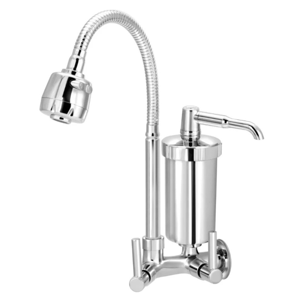TORNEIRA PARA COZINHA COM FILTRO GOURMET FLEXÍVEL 2 JATOS PAREDE COM REFIL