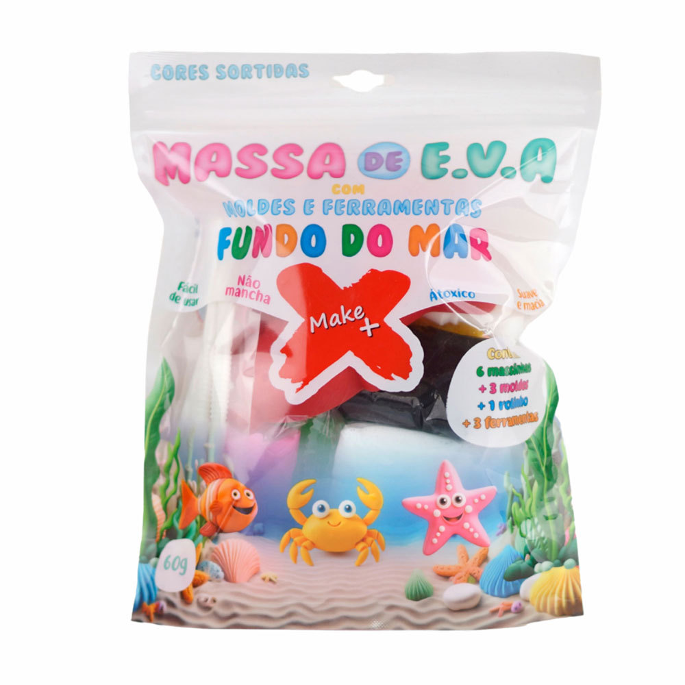 Massa de EVA em pote 60g 6 cores Fundo do Mar Gatte