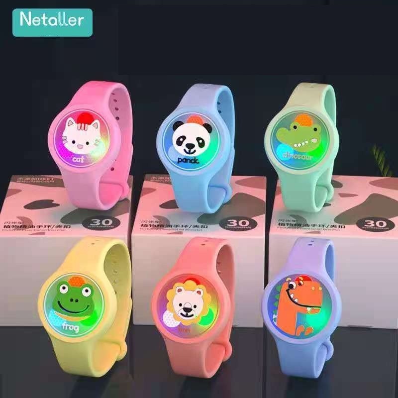Relógio Repelente De Mosquitos Com Pulseira Pisca Pisca Infantil Menina Menino JISU