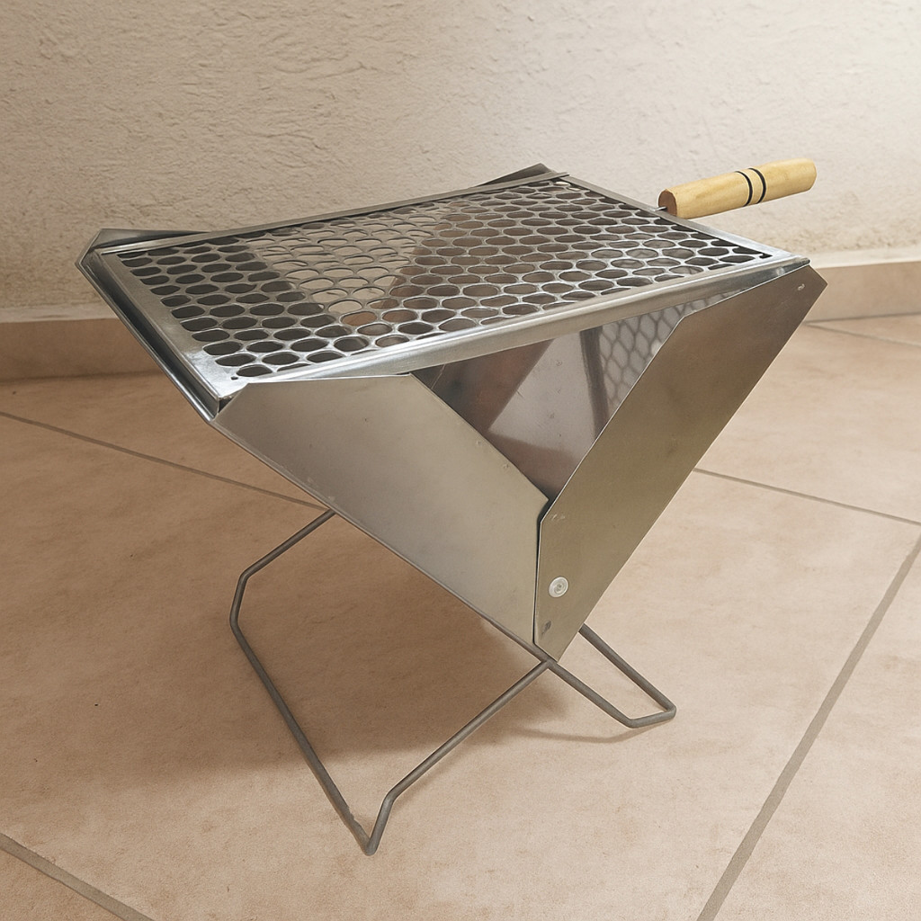 Churrasqueira Portátil a Carvão Dobrável tipo Maleta Leve Fácil Montar Camping Varanda Praia Apartamento