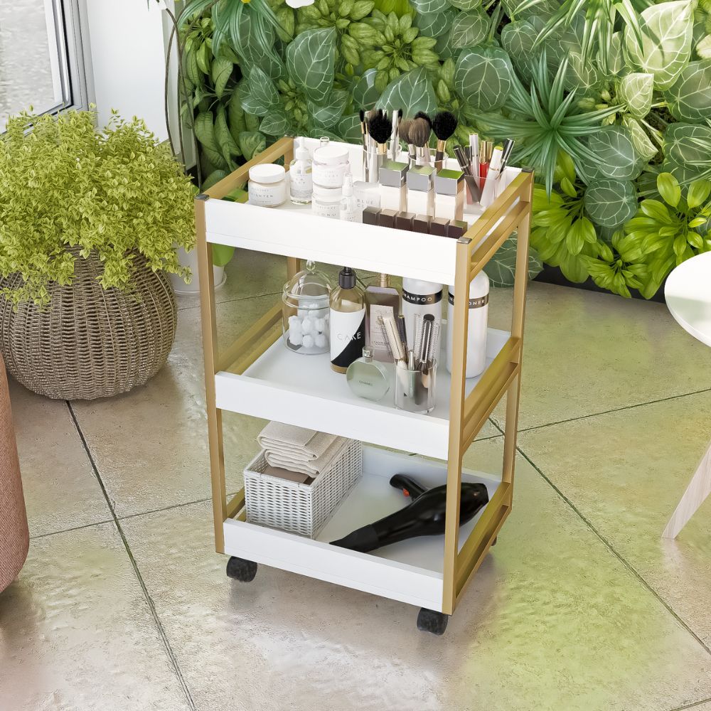 Carrinho Auxiliar Industrial Suporte Para Esmalte Salão De Beleza Manicure Mesa Com Rodinhas