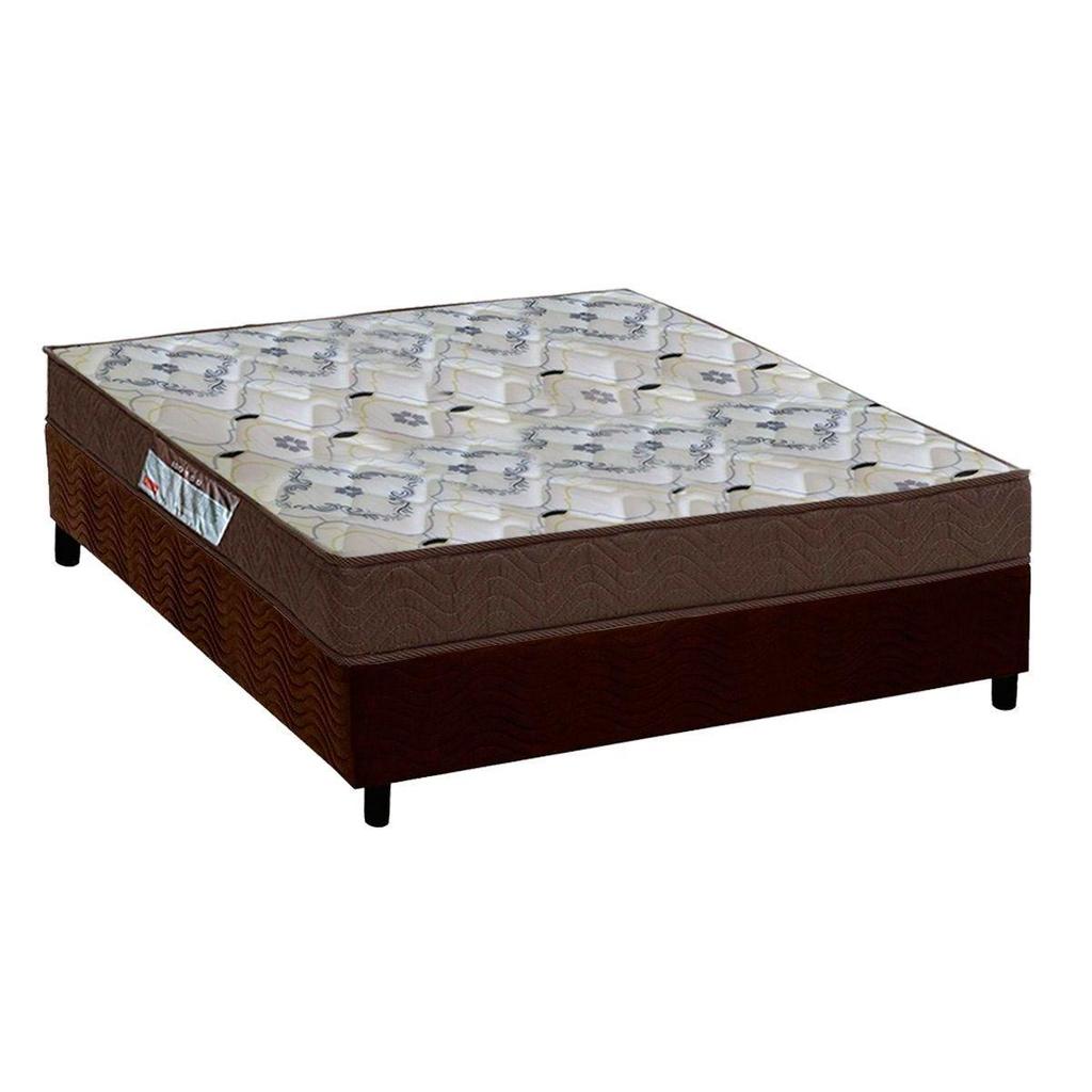 Cama Box Casal: Colchão Espuma D45 Ortobom ISO 150 Mega Firme + Base CRC Suede Brown (138x188) em Oferta na Shopee