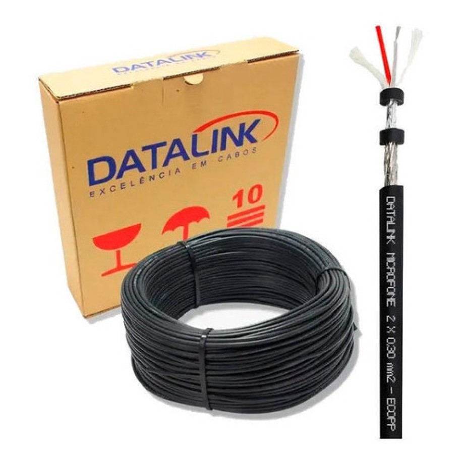 Cabo Microfone Balanceado Dupla Blindagem 2x0,30mm Datalink