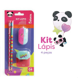Kit Material Escolar Luluca Com 2 lápis Borracha e Apontador em Oferta na Shopee