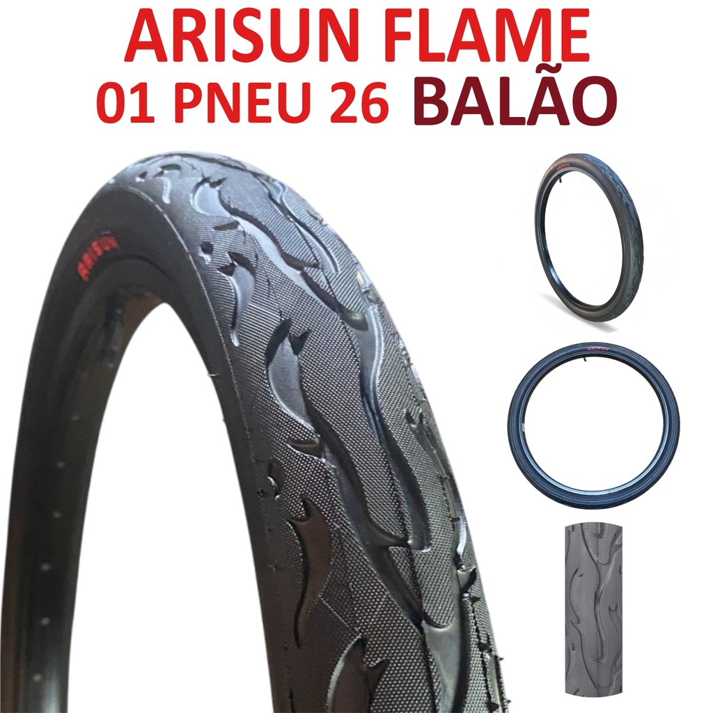 Pneu Bicicleta Balão 26x2.125 Arisun Flame H584 Preto Aro 26 Chaoyang Pneu Bicicleta Balão Pneu Arisun Chaoyang 26