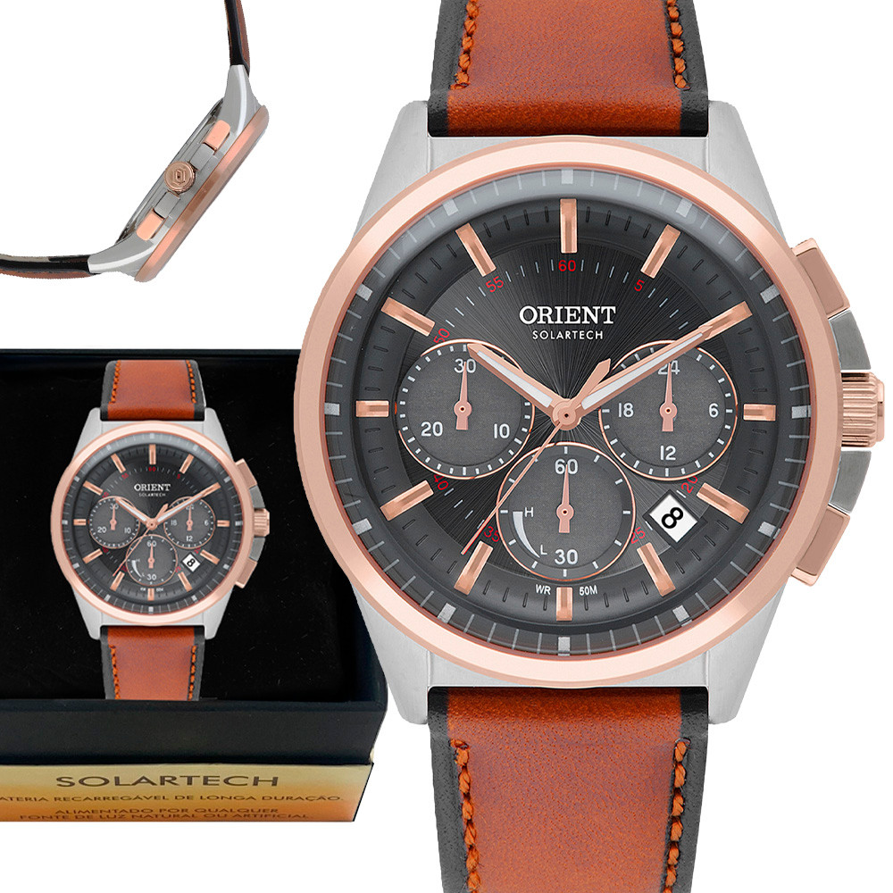 Relógio Orient Solartech Cronógrafo Neo Vintage MTSCC049-G1MX