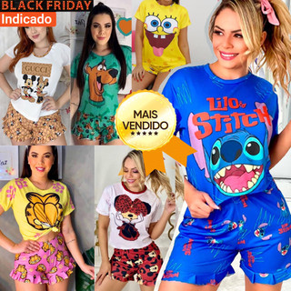 Pijama Baby Doll Blusinha com Shorts Luxo Personagens