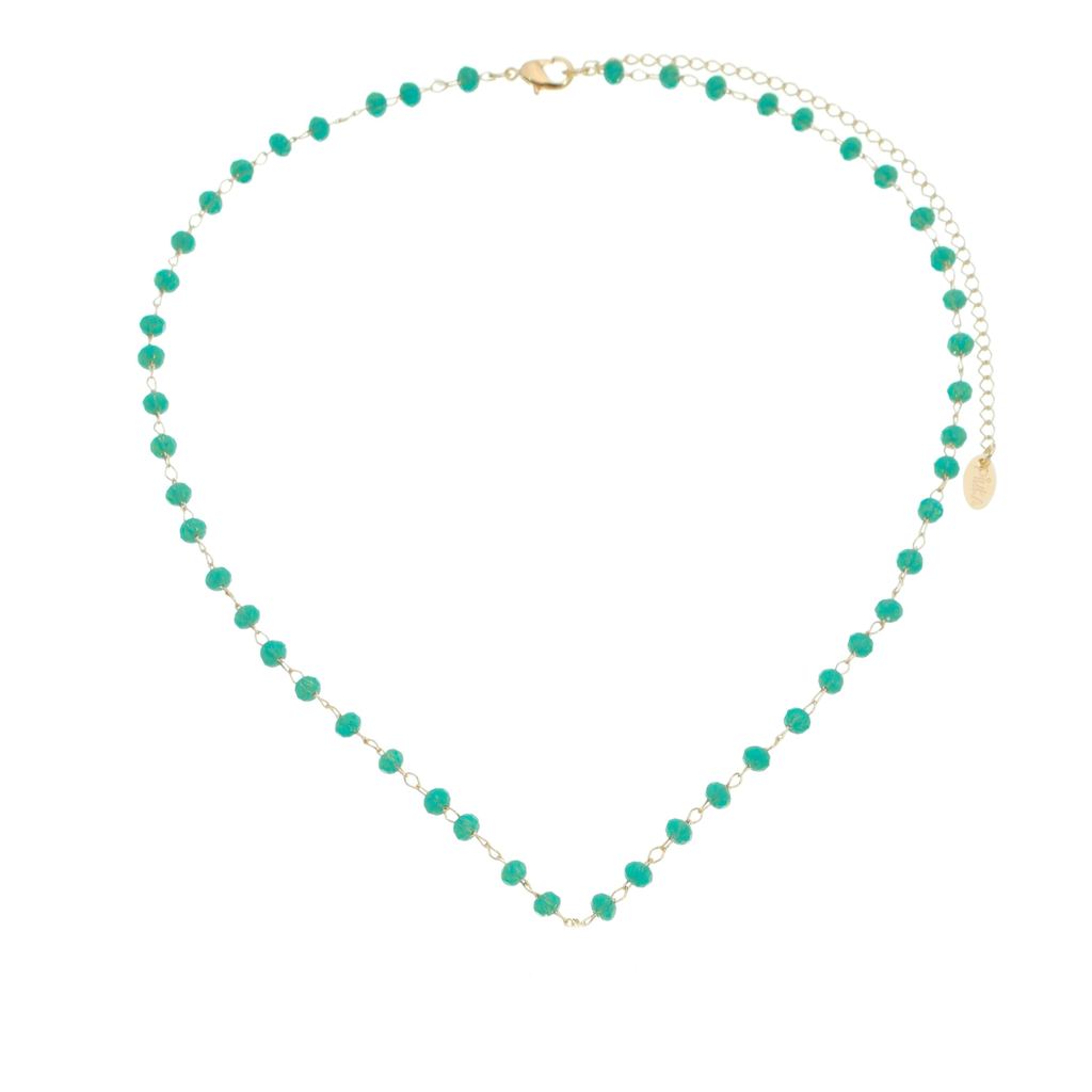 CHOKER LIZA CRISTAIS TURQUESA FOLHEADA A OURO 18K em Oferta na Shopee