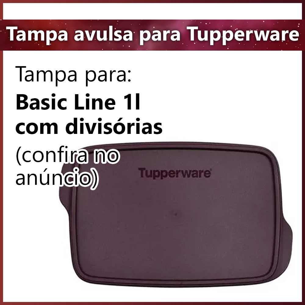 Acessórios Tupperware Original Tampa Avulsa Basic Line com Divisórias 1 Litro - para reposição
