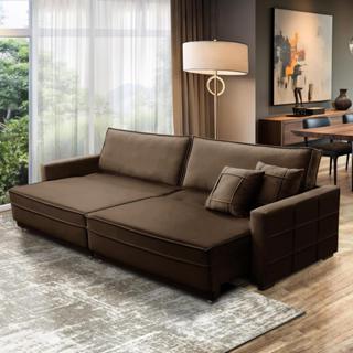 Sofá Sem Caixa Retrátil Reclinável 2,30m Karen Veludo Marrom Adonai Estofados em Oferta na Shopee