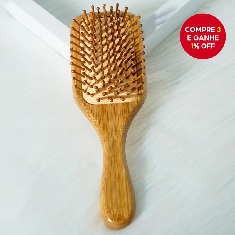 Escova De Cabelo De Bambu Natureza Antiestática De Madeira Couro Cabeludo Massagem Pente A...