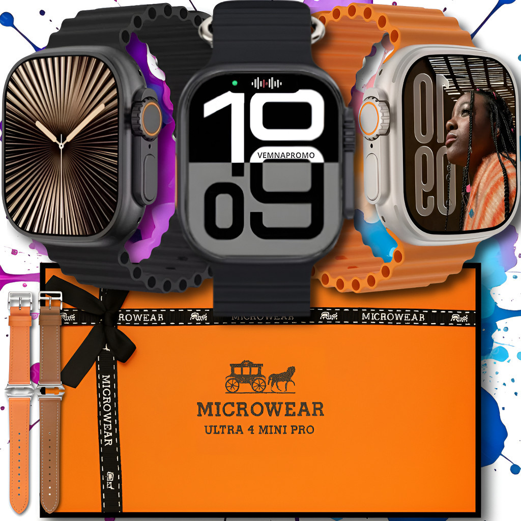 Relógio Inteligente Smartwatch Ultra 4 Mini Pro Série 11 Tela Amoled 1gb Responde Mensagem Microwear