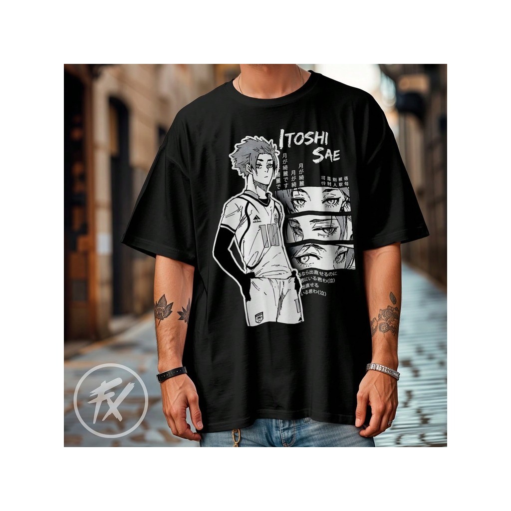 Camiseta Camisa Oversized Streetwear Blue Lock Itoshi Sae Capitão Futebol Anime Série