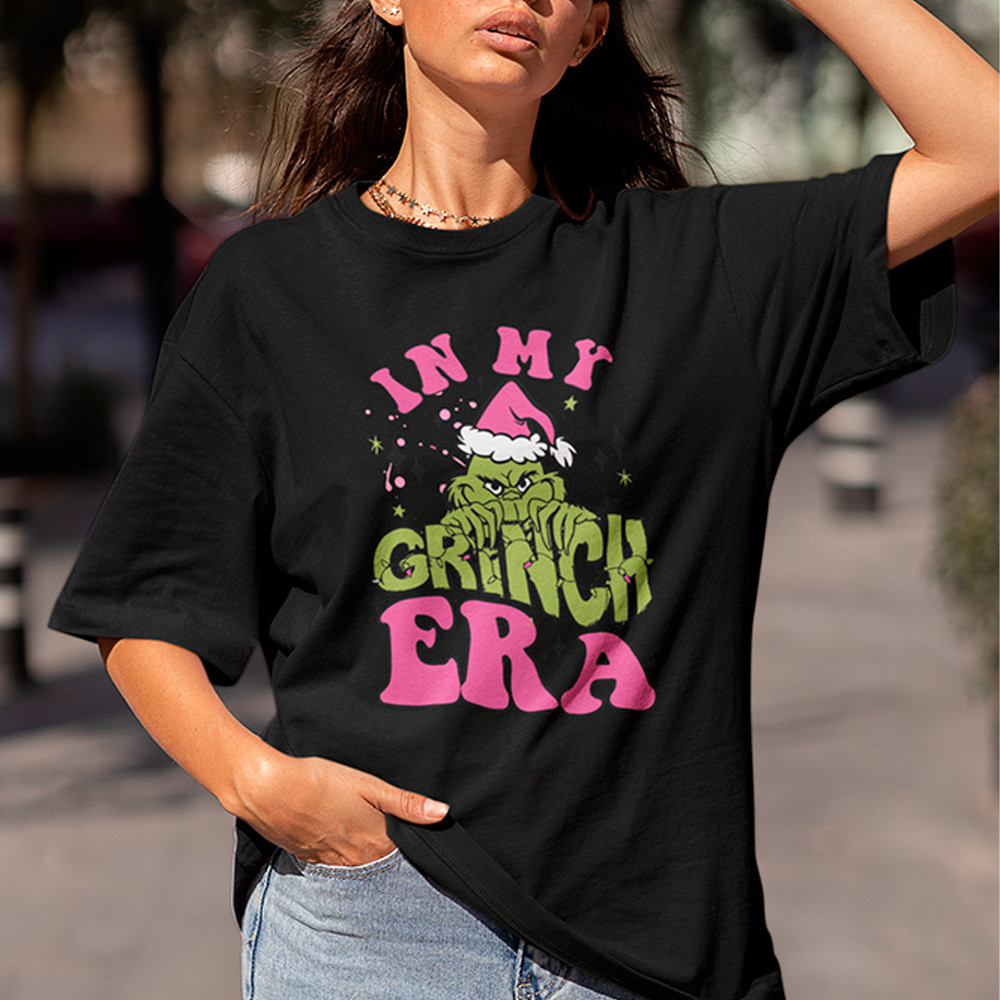 Camisa Feminina Era Grinch In My Camiseta Era Grinch Merry Christmas Algodão 30.1 Premium