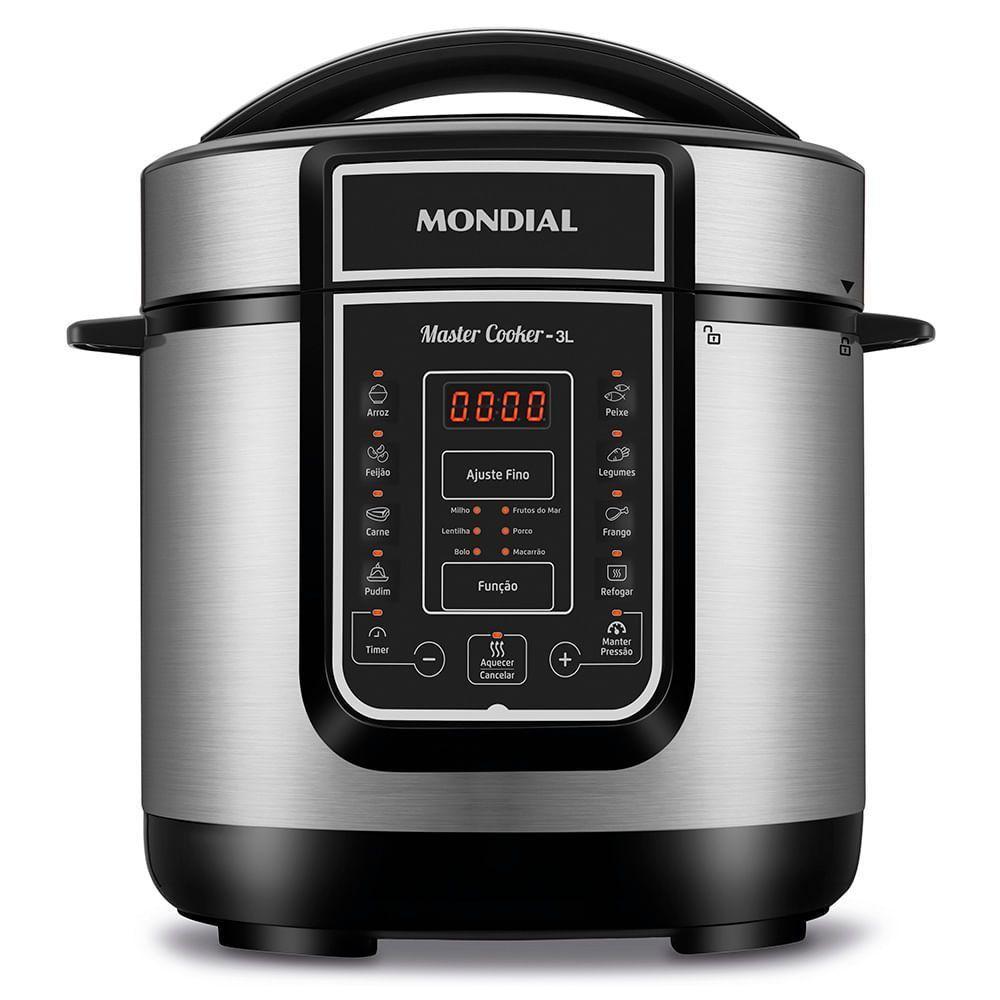 Panela De Pressão Elétrica Mondial Digital Master Cooker Pe-40 Panela Elétrica Pressão-127v-preto/inox