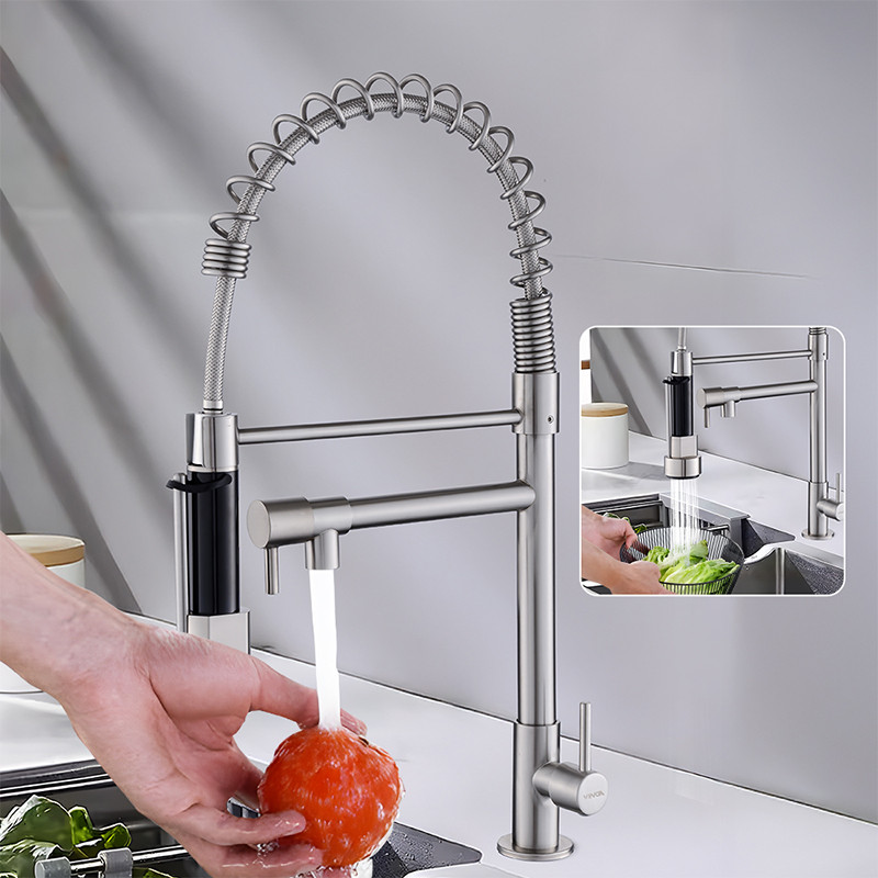 Torneira Cozinha Gourmet Inox para Bancada com Spray Flexível Com Dupla Função a