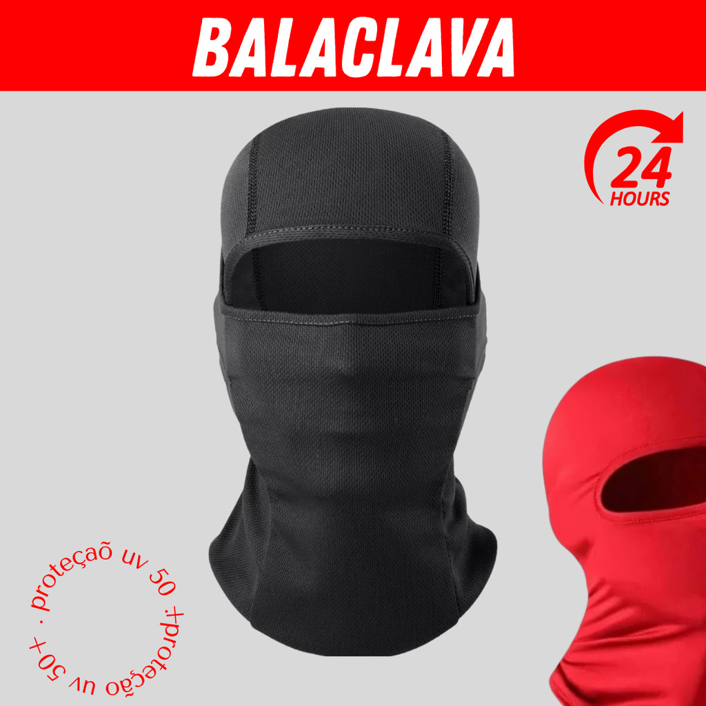 Touca Ninja Balaclava UV+50 Proteção Solar Térmica Ideal para Motoqueiro Motoboy Toca Preta