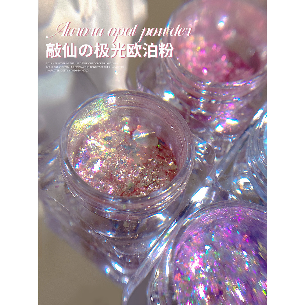 Influenciador Manicure Aurora pólo de gelo peça opala pó Ultra-fino polarizado sonhador nuvem brocado pó cor fantasma pr