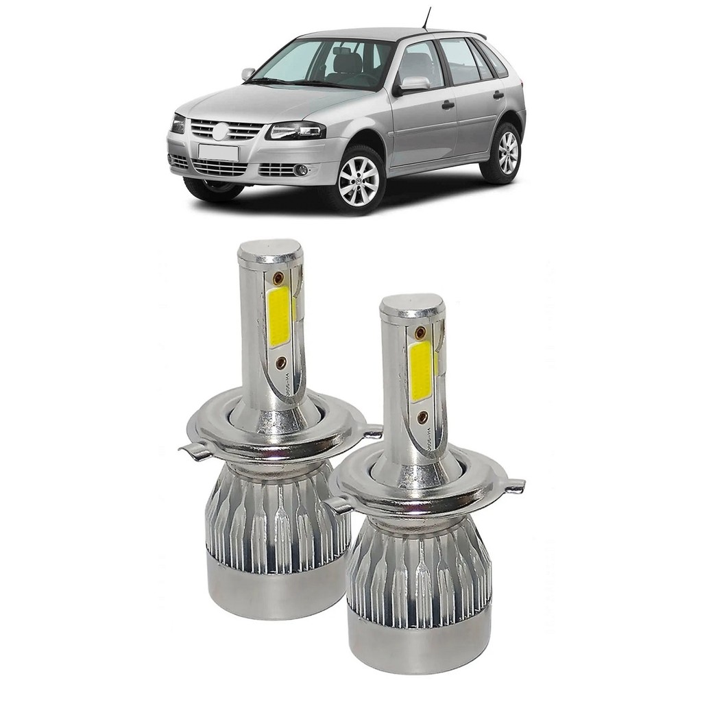 Par Lampada Super LED Farol Gol Parati Saveiro G4 2006 2007 2008 2009 2010 2011 2012 2013 2014 6000k H4