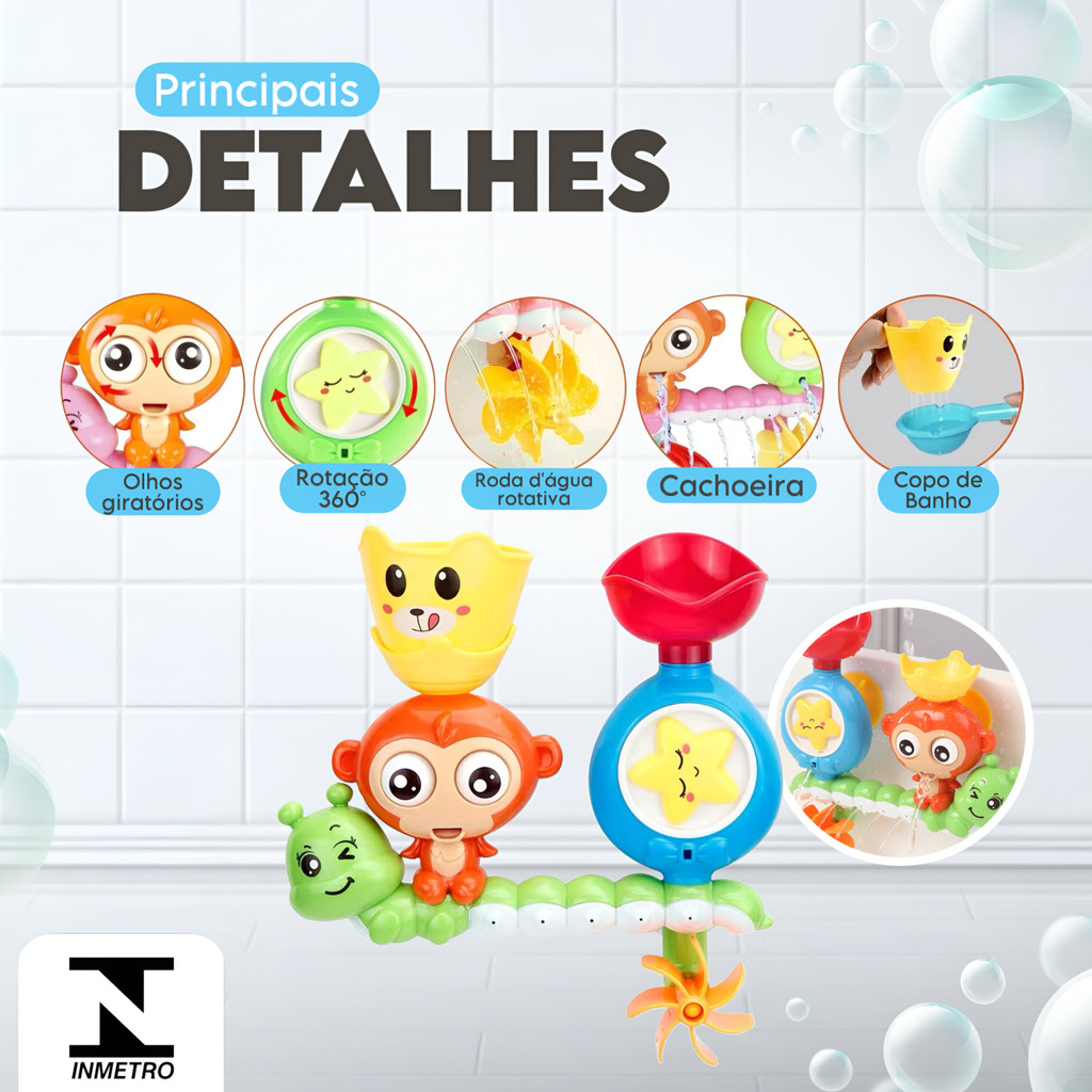 Brinquedo de Banho com Ventosa para Bebê Cascata de Água Brinquedo Educativo para Banheira
