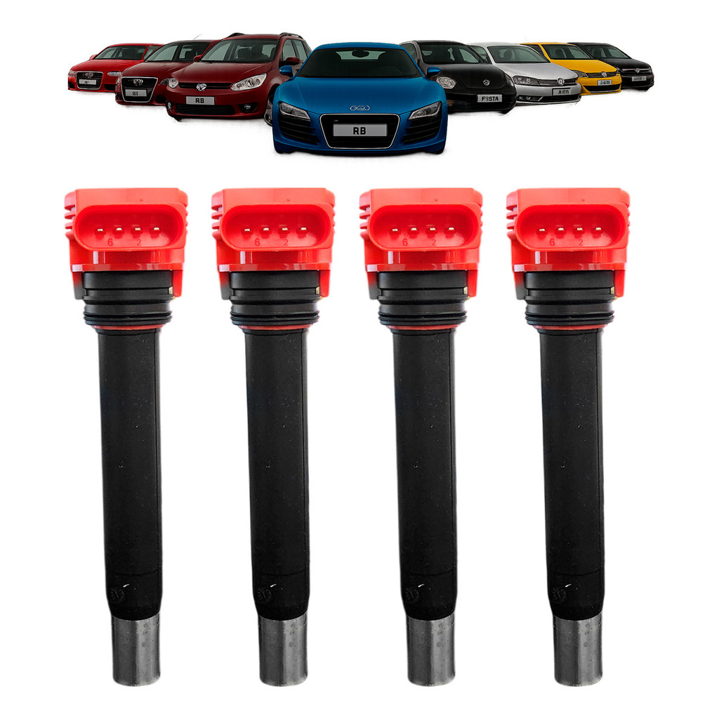 4x Bobina Ignicao Vermelha Audi R8 A3 A4 A5 A6 A7 Q3 Q5 S3 Tfsi