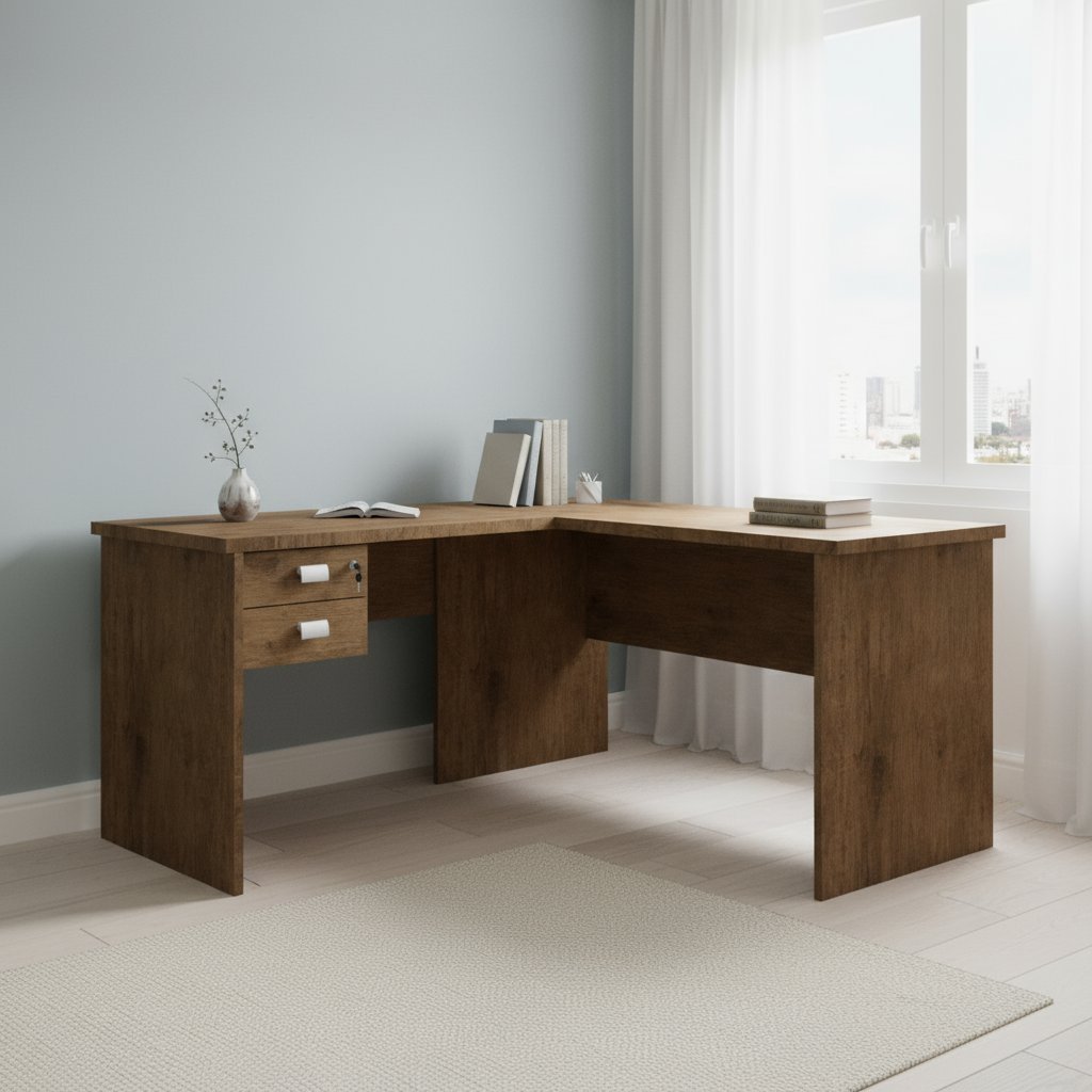 Escrivaninha Mesa Escritório em L 2 Gavetas 150x120cm Thor Espresso Móveis Jequitibá em Oferta na Shopee