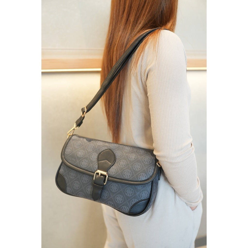 Bolsa Média Tiracolo Feminina Com Alça Lateral Transversal De Ombro De Couro PU TM9107 LING