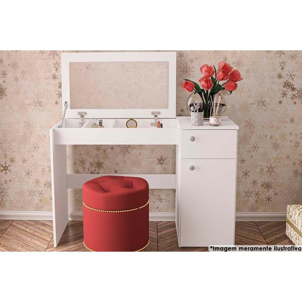 Penteadeira Iracema c/ Espelho Branco - Politorno em Oferta na Shopee