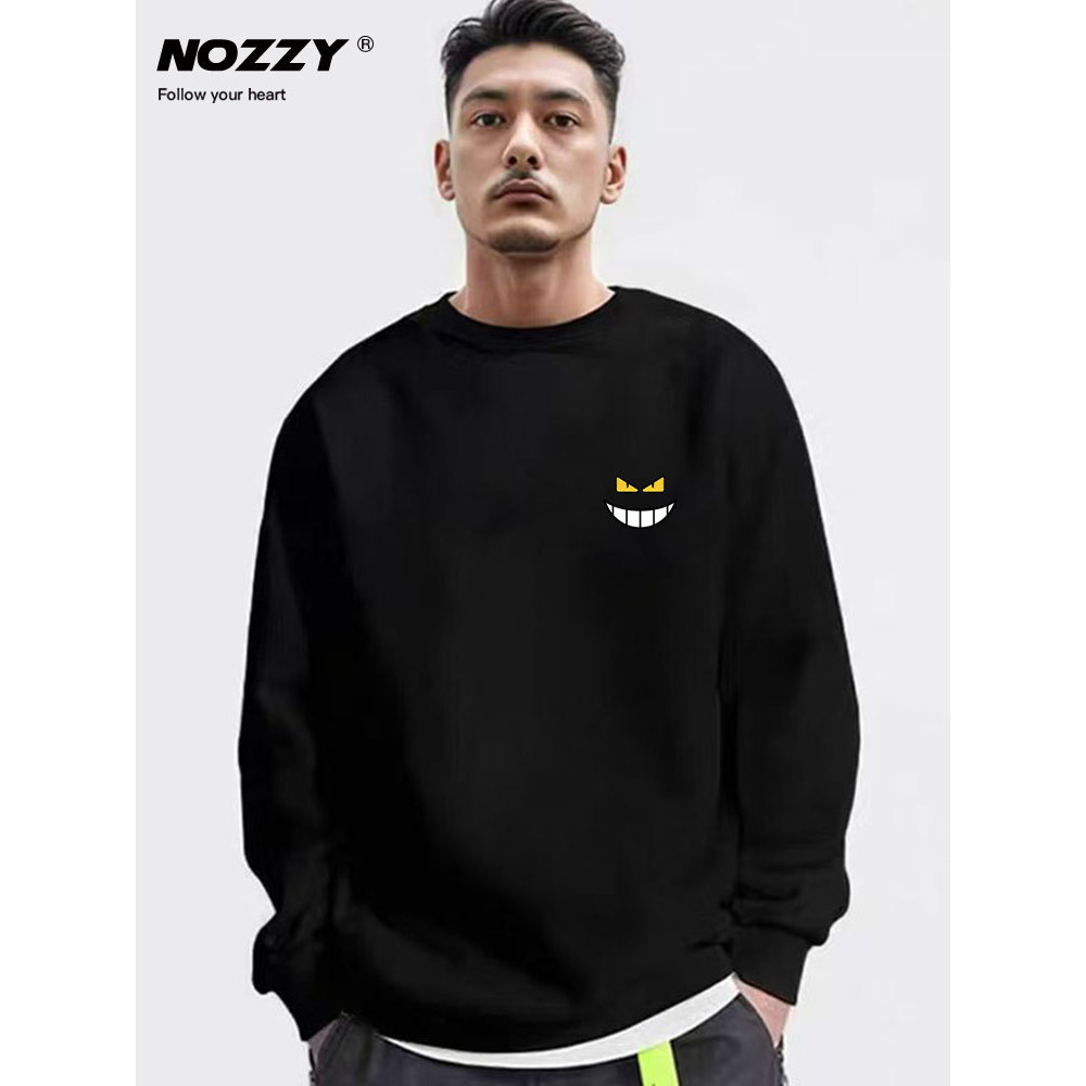 [Evil Smiley Face] Moletom masculino de alta qualidade com gola redonda, primavera 2026, novo estilo, estilo americano, 