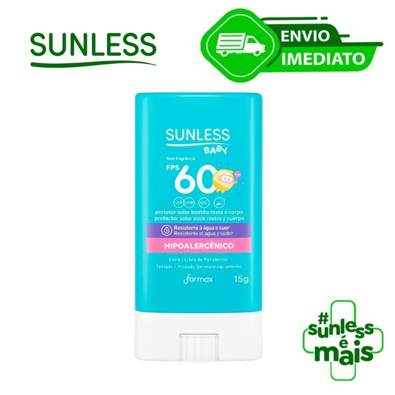 Protetor Solar Facial Sport em Bastão FPS 50 Sunless Resistente à Água e Suor 15g Envio Imediato