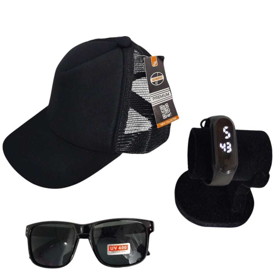 KIT INFANTIL ÓCULOS BONÉ Com Tela RELÓGIO PRETO Unissex Infantil em Oferta na Shopee
