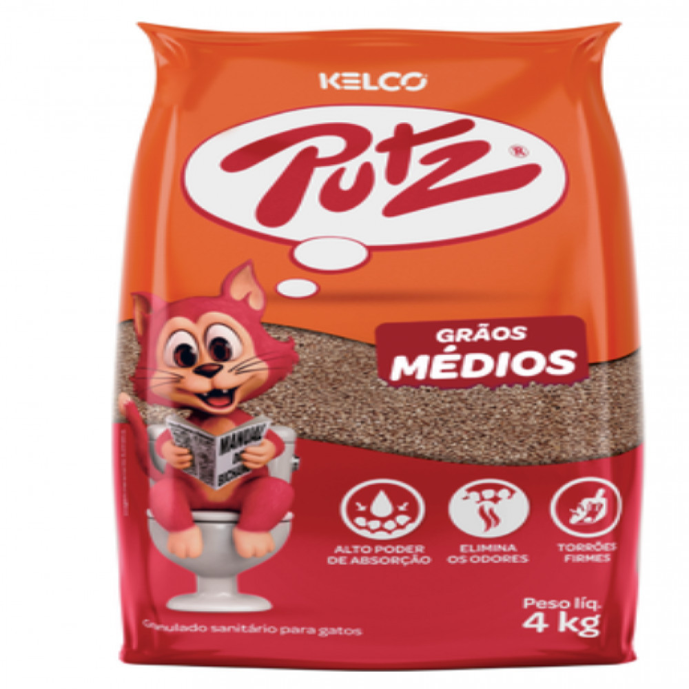 Areia Higiênica Grãos Médios 4Kg Putz