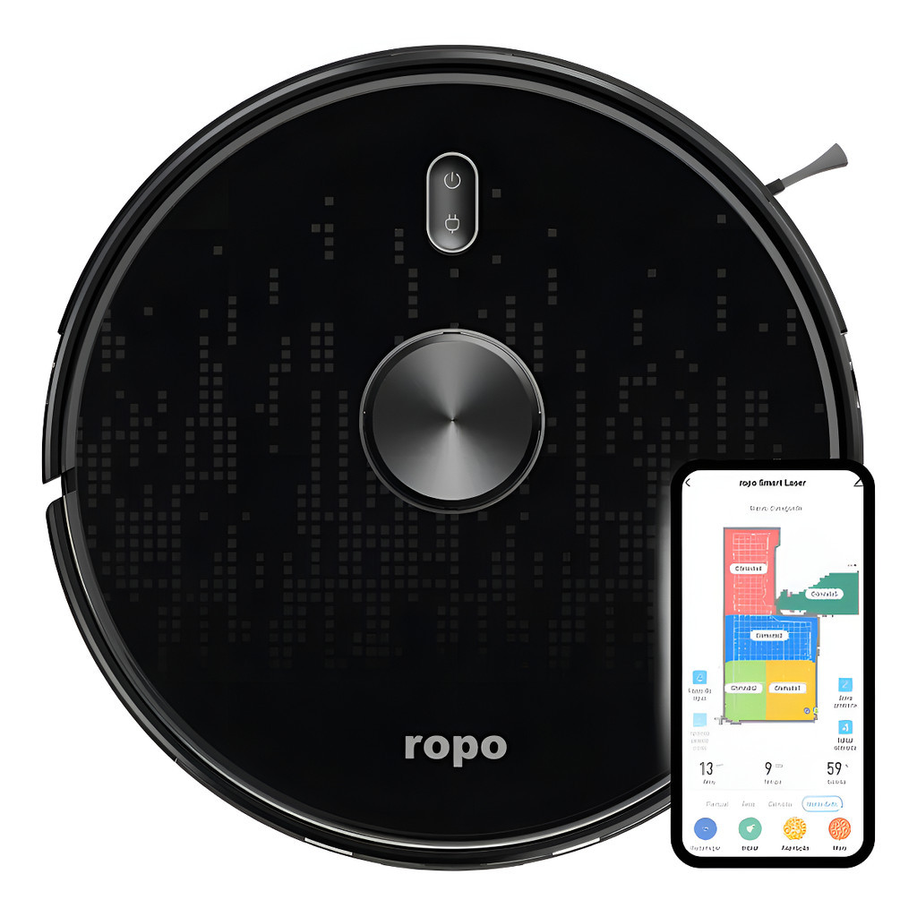 Robo Aspirador Ropo Smart Laser Alexa Google 3 Em 1 -