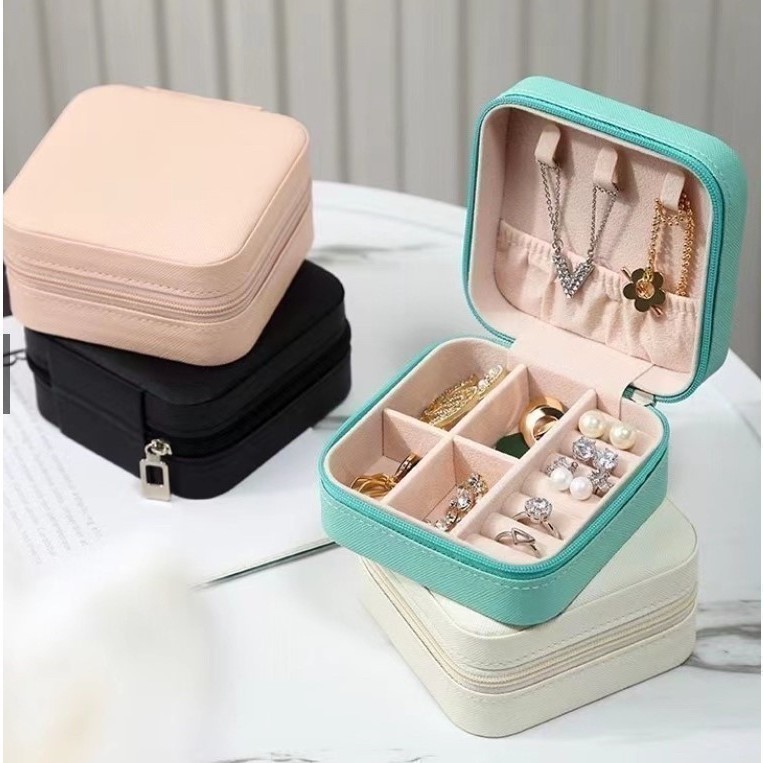 KIT 1/2/3/4 PCS Porta Joia De Bolsa Para Viagem Portátil caixa de armazenamento bolsa anel colar Bom Presente